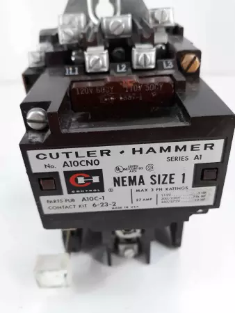 Cutler-Hammer A10CN0 Series A1 NEMA Size 1 Contactor 120 Coil 