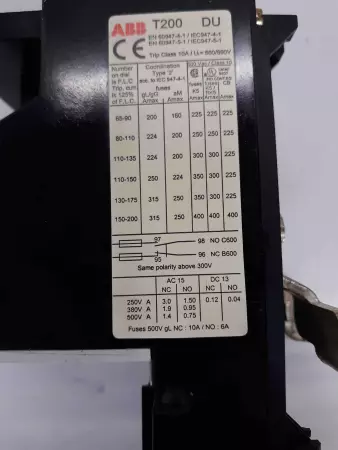 ABB T200DU Overload Relay, 100-135A, 3 Pole