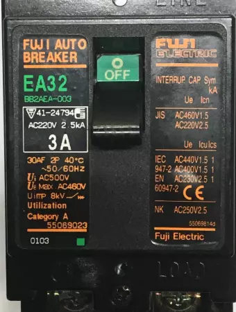 Fuji Electric Auto Breaker, EA32, 3A, 220V, 2 Pole