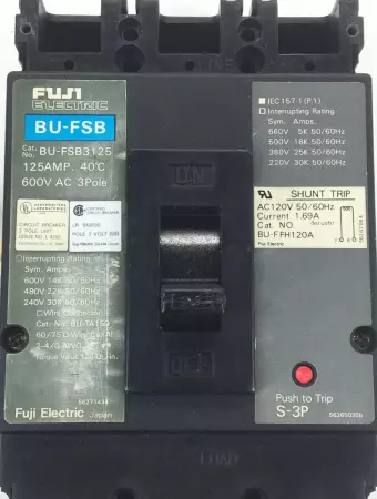 Fuji Electric BU-FSB3125 Circuit Breaker, 600V 125A 3 Pole 