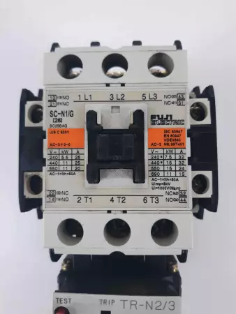 Fuji SC-N1/G Contactor 24VDC Coil w/ TR-N2/3 Overload Relay 18-26A