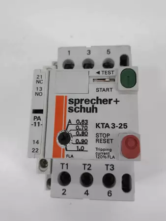 Sprecher + Schuh KT3-25-PA-11 Manual Motor Starter 0.63-1A