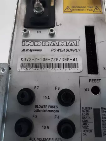 Indramat KDV2.2-100-220/300-W1 AC Servo Power Supply, 220VAC 10Amp 