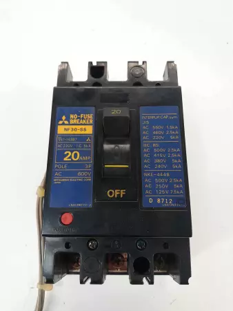 Mitsubishi NF30-SS Circuit Breaker 20A 3Pole w/Aux Switch