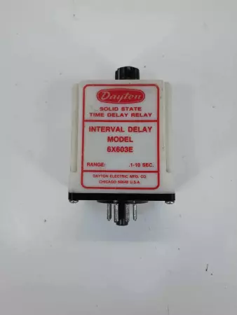 Dayton 6X603E Solid State Time Delay Relay, Range: 0.1-10sec, Input: 120VAC