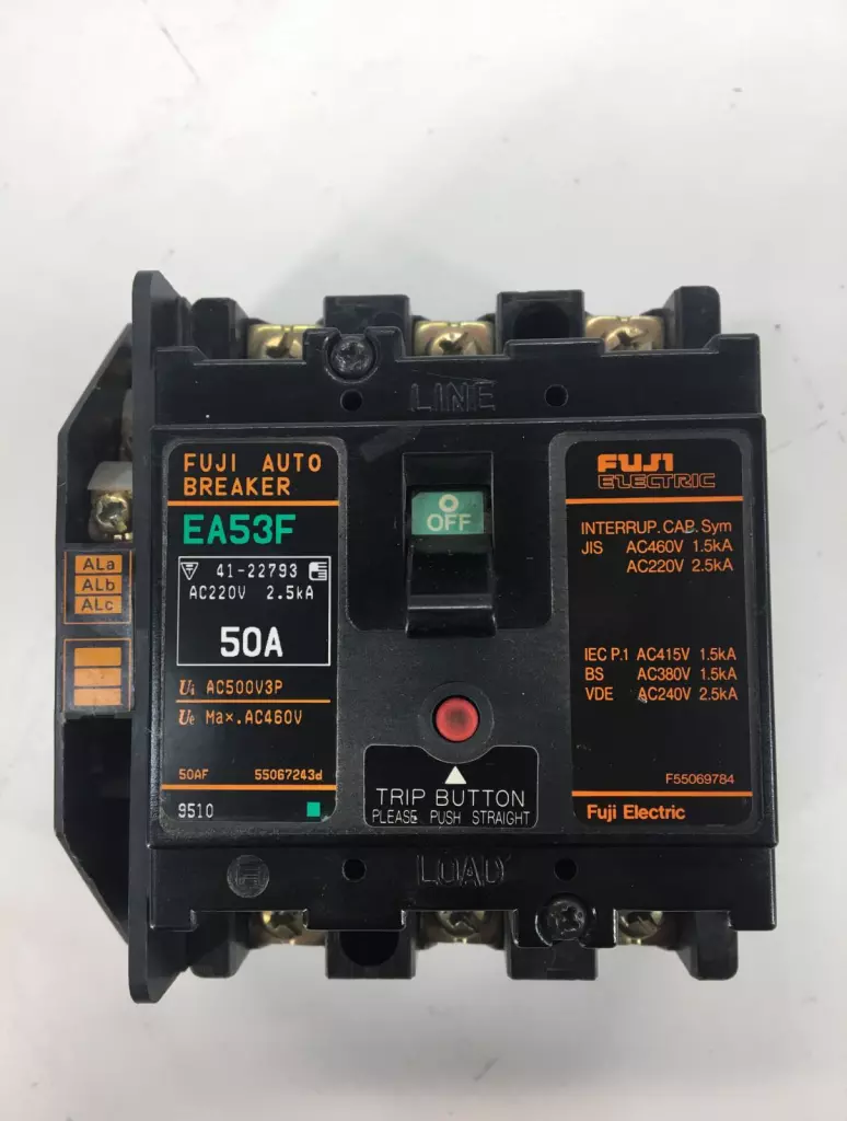 Fuji Electric EA53F-50 3-Pole Circuit Breaker, 460V 50Amp with Alarm Switch 