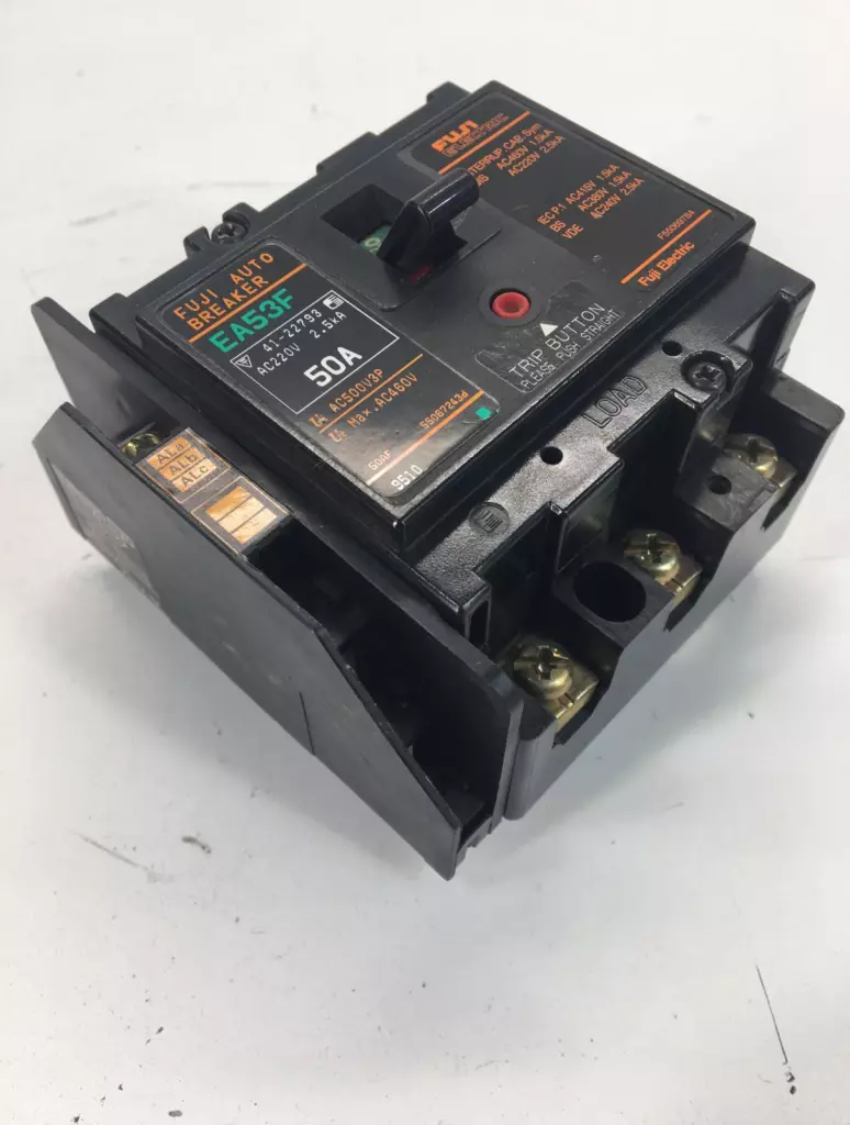 Fuji Electric EA53F-50 3-Pole Circuit Breaker, 460V 50Amp with Alarm Switch 
