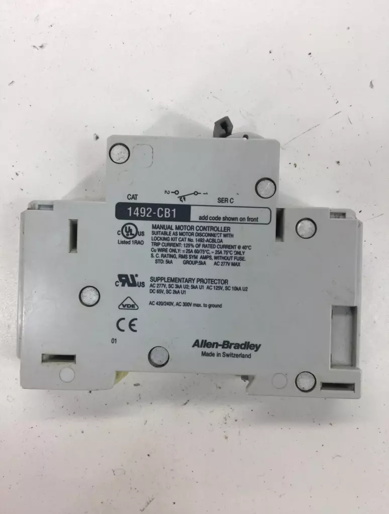 Allen-Bradley 1492-CB1 SER.C 1-Pole G010 Circuit Breaker, 277V 1Hp 1Amp 