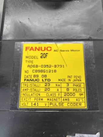 Fanuc A06B-0352-B731 AC Servo Motor, 20A 