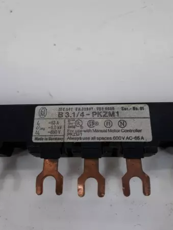 Klockner Moeller B 3.1/4-PKZM1 Bus Bar 600VAC 65Amp 