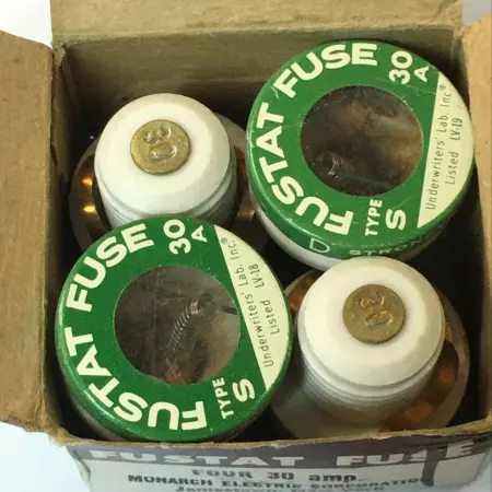 Monarch S 30A Fustat  Type S 30 Amp Fuses Lot of 4