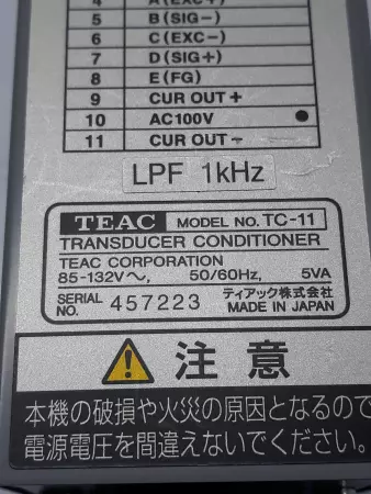Teac TC-11 TEAC TC-11 Transducer Conditioner Analog Signal 2.5V, 5V, 10V  