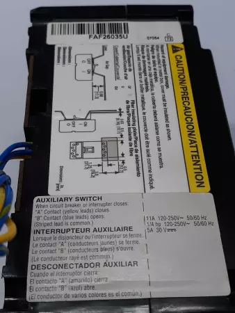 Square D FHL260351202J  Circuit Breaker Auxiliary Switch  