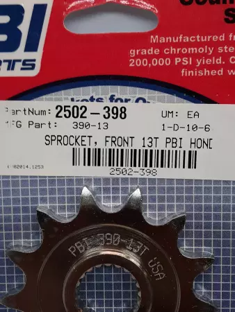 PBI 390-13 C/S Countershaft Steel Front Sprocket 13T Honda 