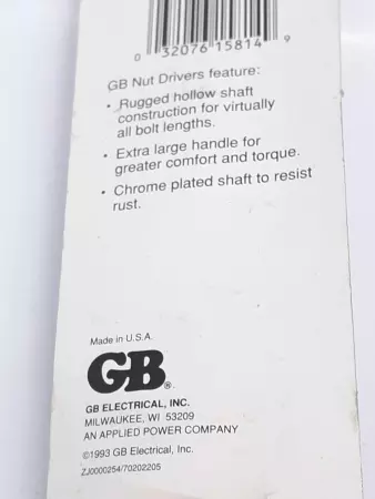 GB Electrical ND-80 Hollow Shaft Nut Driver 1/2