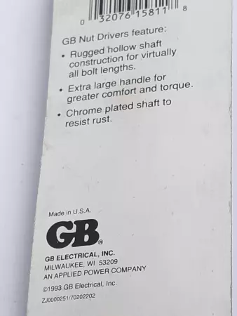 GB Electical ND-55 Hollow Shaft Nut Driver 11/32