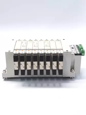 SMC EX120-SDN1 Serial Interface Unit SQ w/ (3) VQ2301-5 Solenoid Valves 24VDC  