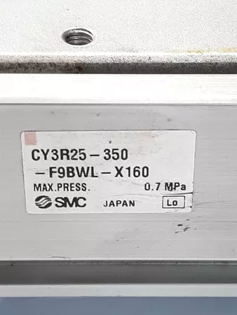 SMC CY3R25-350-F9BWL-X160 Magnet Coupled Rodless Cylinder 