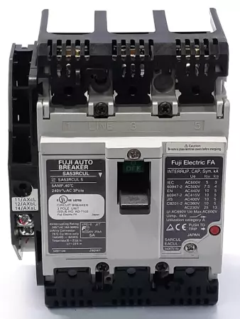 Fuji Electric SA53RCUL 5  Auto Breaker 240V 3Pole 5AMP 