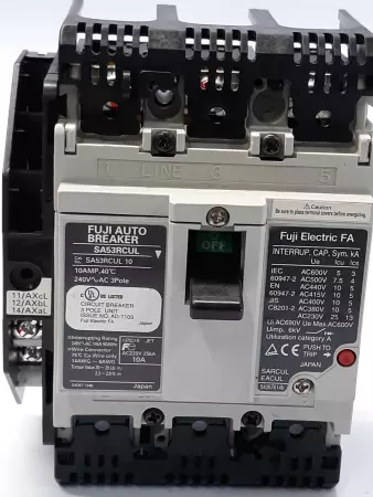 Fuji Electric SA53RCUL 10 Auto Breaker 10AMP 240V 3Pole 