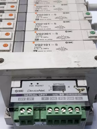 SMC VQ2101-5 / V02301-5 6 Position Solenoid Valve & EX120-SDN1 Interface Unit 
