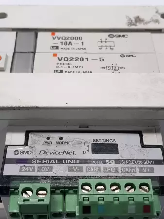 SMC EX120-SDN1 Serial Interface Unit With 2 Solenoid Valves VVZ2000 VQ2201-5 