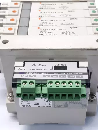 SMC EX120- SDN1 Interface Unit w/ 4 Position Solenoid Valves  