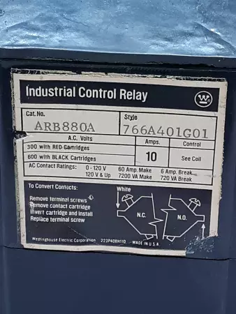 Westinghouse ARB880A 8 Pole Control Relay 10A 