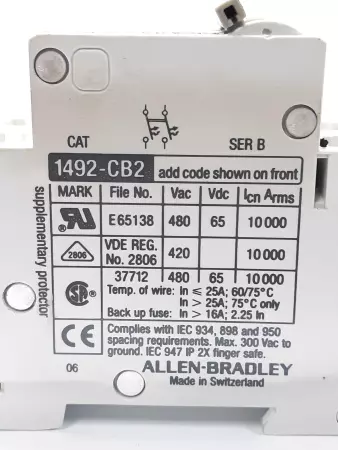 Allen-Bradley 1492-CB2 4 A Circuit Breaker  