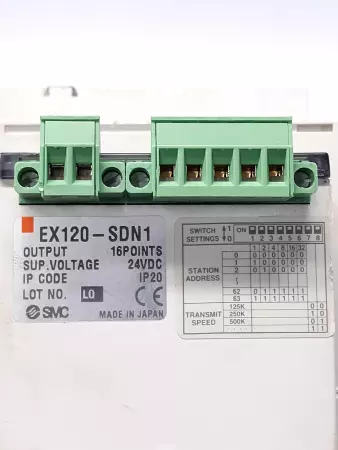 SMC EX120-SDN1 DeviceNet 16 Points 24 VDC Serial Interface with Solenoid Valves 