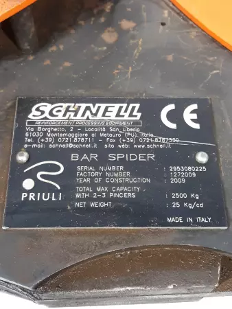 Priuli/Schnell 1272009 Bar Spider Lift Equipment, Automatic Release, 2500kg 