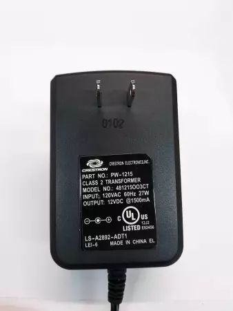 Crestron PW-1215 AC Power Adaptor Class 2 Transformer In 120V 60Hz out 12V 