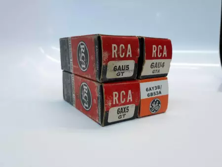 General Electric/RCA 6AU5GT/6AGTA/6AX5GT/6AY3B-6BS3A Electron Tube Lot of 4