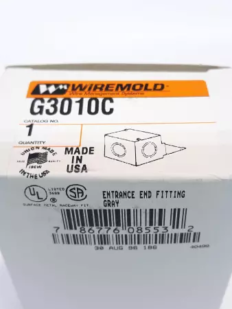 Wiremold G3010C Entrance End Fitting Surface Metal Raceway Fit 