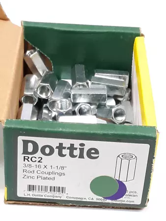 Dottie RC2 Zinc Plated Rod Couplings 3/8-16X1-1/8 Lot of 39