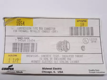 Cooper 1654 Compression Connector Size 1-1/2 Lot of 9