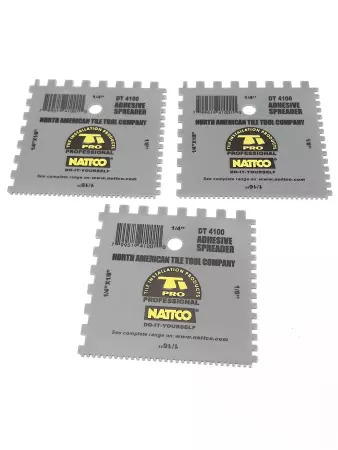 NATTCO DT 4100 Adhesive Spreader square 1/4''x1/8''-1/4''-1/8''-1/16'' Lot of 3