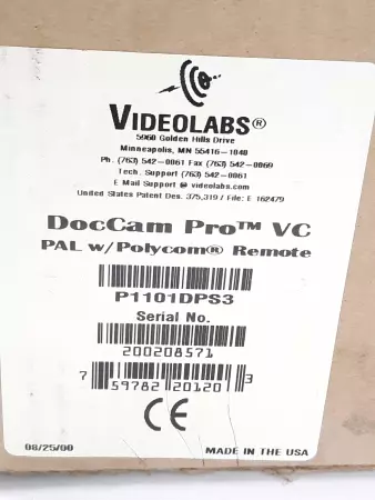 Videolabs P1101DPS3 DocCam Pro Pal W/Scan Converter 