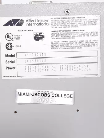 Allied Telesyn International CENTRECOM AT-3024TR 24-Port Multiport Repeater / Ou