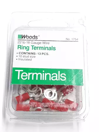 Woods 1754 22 To 18 Gauge Wire Ring Terminal Lot of 3