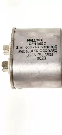 Mallory OPN 360Z Capacitor 3uF 660VAC 