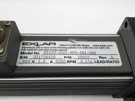 Exlar GSX20-0301-MFM-AB1-268 Linear Servo Actuator, 2