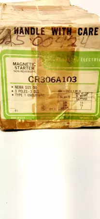 GE CR306A103 Nema Size 00 Magnetic Motor Starter 230V Coil 