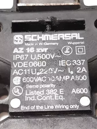 Schmersal AZ 16ZVR Safety Interlock Switch 600V 10A 