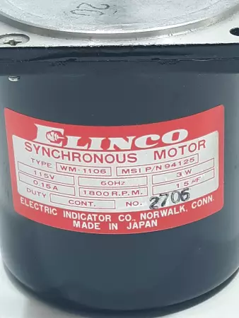 Elinco WM-1106 Synchronous Motor 115V 0.15A 3W 1800 RPM 