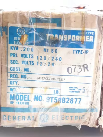 General Electric 9T58B2877 Type IP Transformer Pri 240-120V Sec 24-12V 