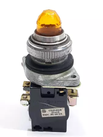 General Electric CR2940UX Illuminated Push Button Switch Orange NC/NO 110V 