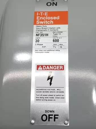 Siemens-Allis NF-351H I-T-E Vacu Break Heavy Duty Safety Switch 30A 600V 