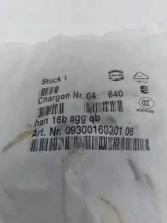 NEW HARTING HAN-16B-AGG-QB Base, Panel Mount 09300160301 06 