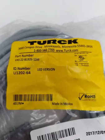 NEW TURCK VAS-22-B1926-10M CABLE DIN VALVE PLUGS TYPE A 